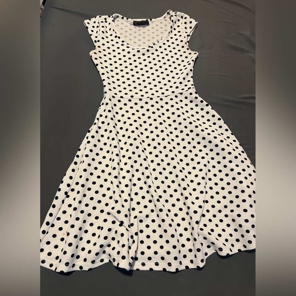 Black and white polka dot dress